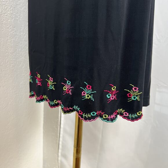 VTG City Studio Mini Dress Womens Medium Black Floral Slip Stretch Y2K Coquette - Picture 6 of 13